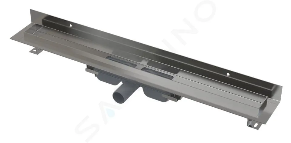 Alcadrain Canaletas de desagüe - Plato de ducha Wall Low 65 cm, con borde para rejilla completo y collar fijo a pared, acero ino