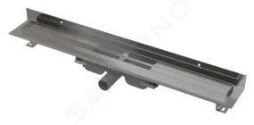 Alcadrain Canaletas de desagüe - Plato de ducha Wall Low 65 cm, con borde para rejilla completo y collar fijo a pared, acero ino