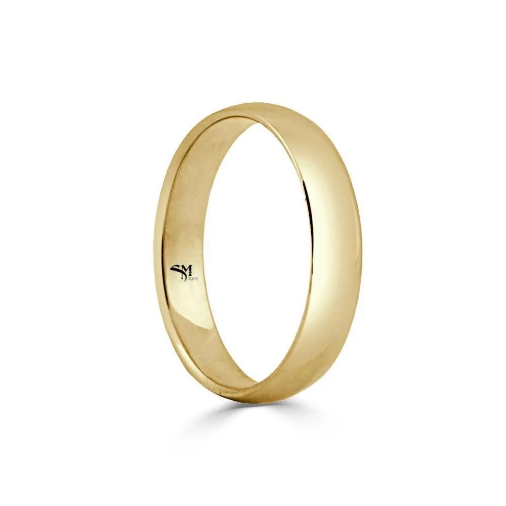 Alianza de oro 18K de 4mm acabada en brillo