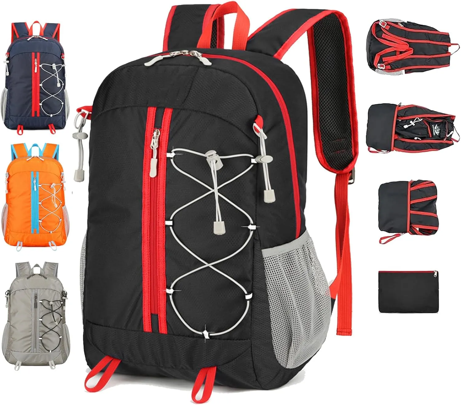 AUNGKWANG Mochila Senderismo  35L Impermeable Mochila Montaña  Ultraligera Mochila Plegable  Mochila Campamento Con Tiras Reflec