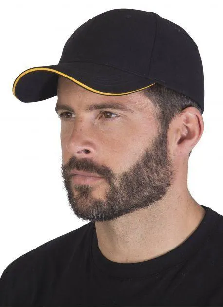 Black&Match BM911 - gorra sándwich de 6 paneles - Black/Black