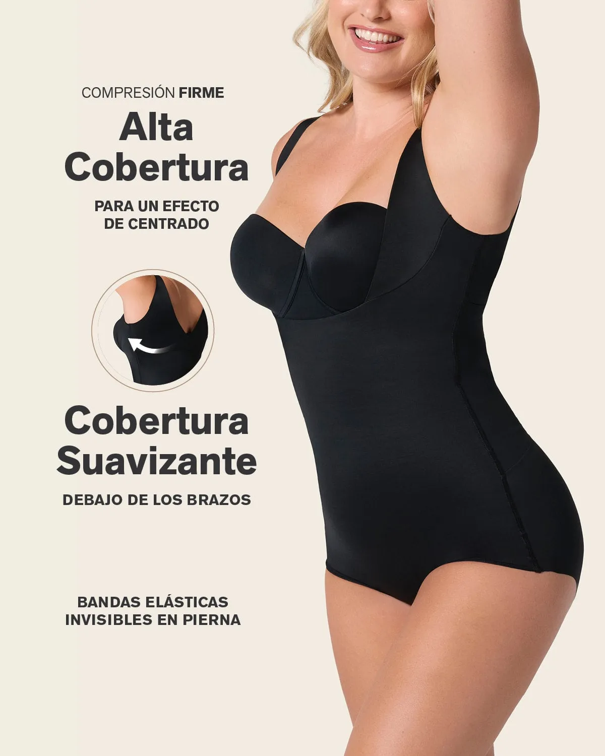 Body faja moldeador de aspecto invisible en glúteos