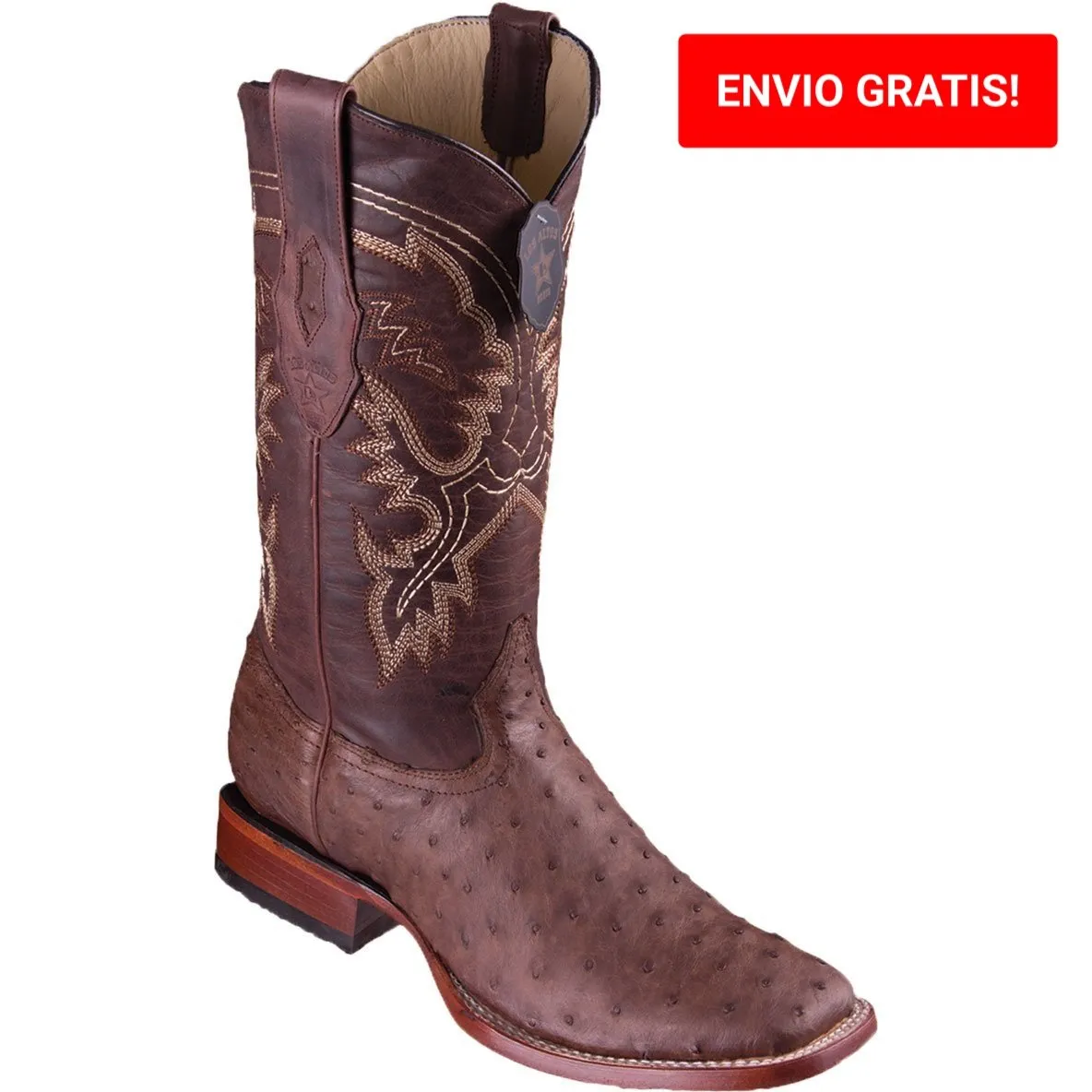 Botas de Avestruz Horma Cuadrada Ancha LAB-822G0307