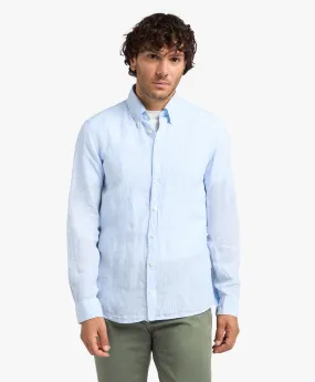 Camisa informal azul claro de lino a rayas