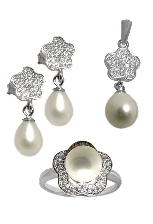 Conjunto plata, pendientes sortija y colgante, mujer. 042_A015-PP