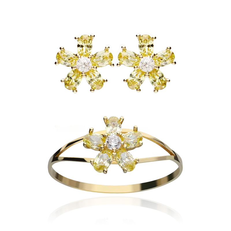 CONJUNTO "SURPRISE" ORO 18K CITRINOS AMARILLOS