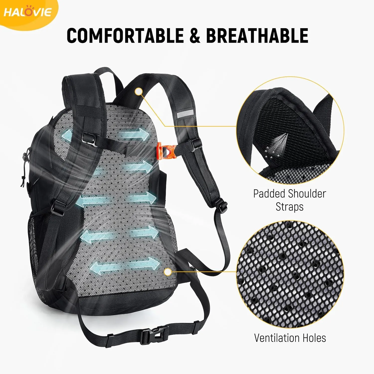 HALOVIE Mochila de senderismo  mochila pequeña de 20 l  mochila ligera con ventilación en la espalda  mochila de viaje para send