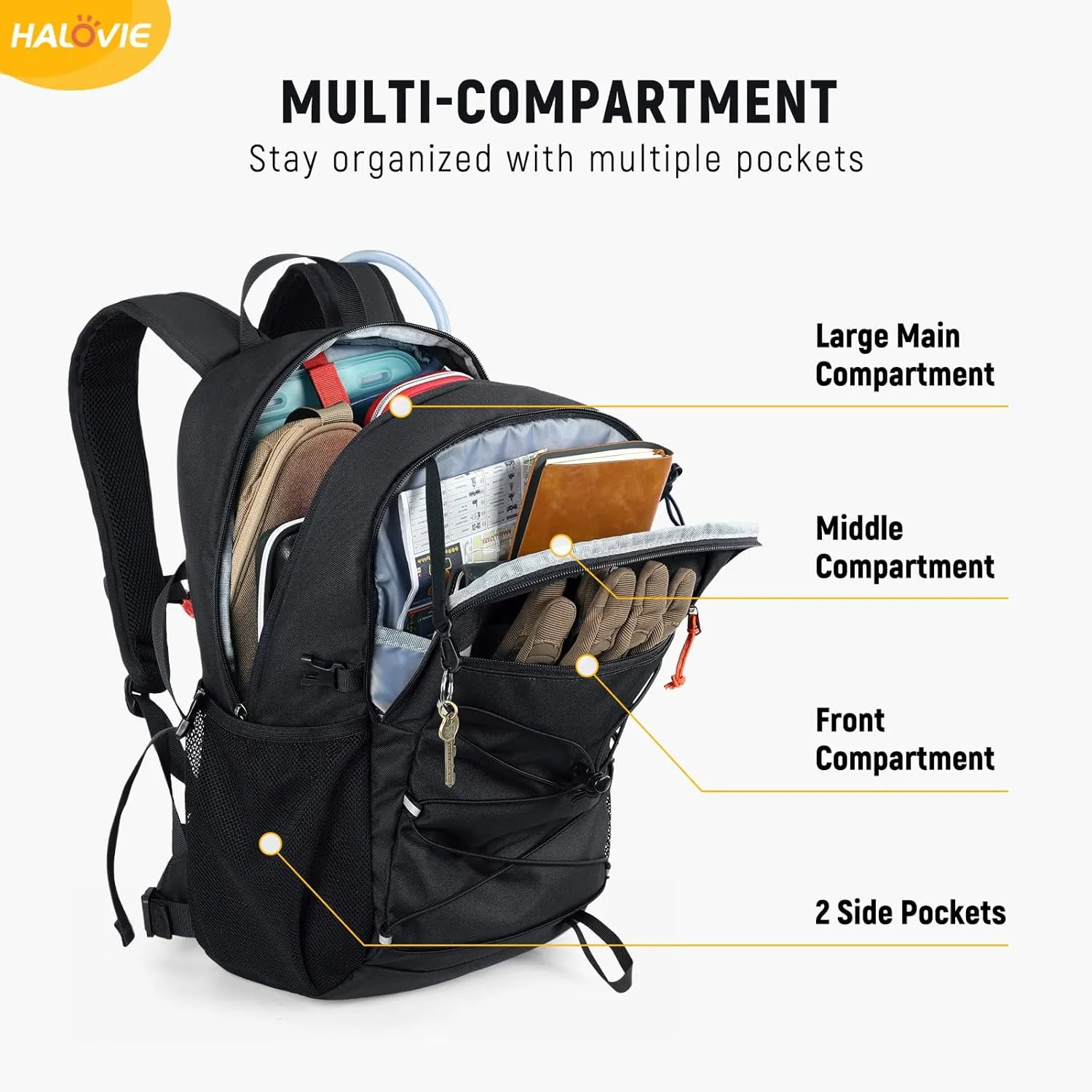 HALOVIE Mochila de senderismo  mochila pequeña de 20 l  mochila ligera con ventilación en la espalda  mochila de viaje para send