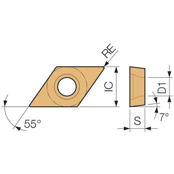 Inserto de torneado cermet - DCET070202FL-USF TN60