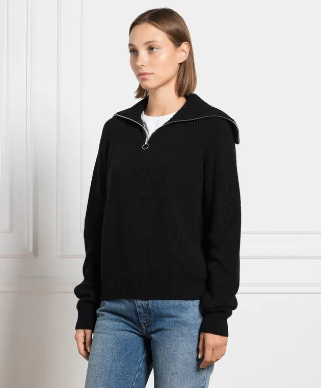 John Smedley Black wool and cashmere Ladley sweater