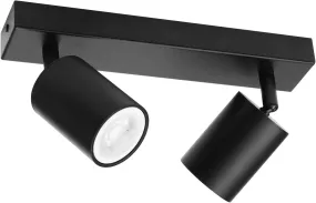 Klighten Focos de Techo GU10 con 2 Focos, Negro, Focos Ajustables y Giratorios, Lampara Techo Interior Moderno, Plafón Focos par