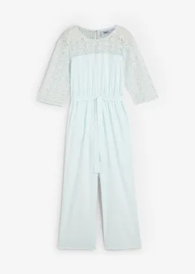 Mono con encaje para niñas Menta pastel