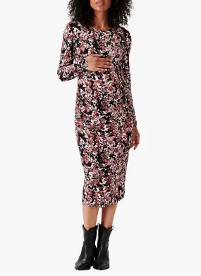 PAOLI - Vestido premamá moldeador con estampado en negro