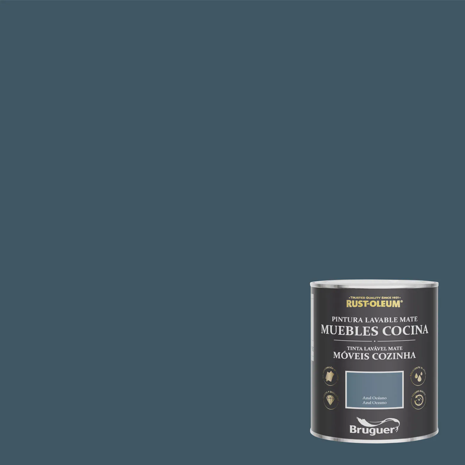 Pintura al agua para muebles azul oceano 2,5 lt cocina mate lisa rust-oleum  co
