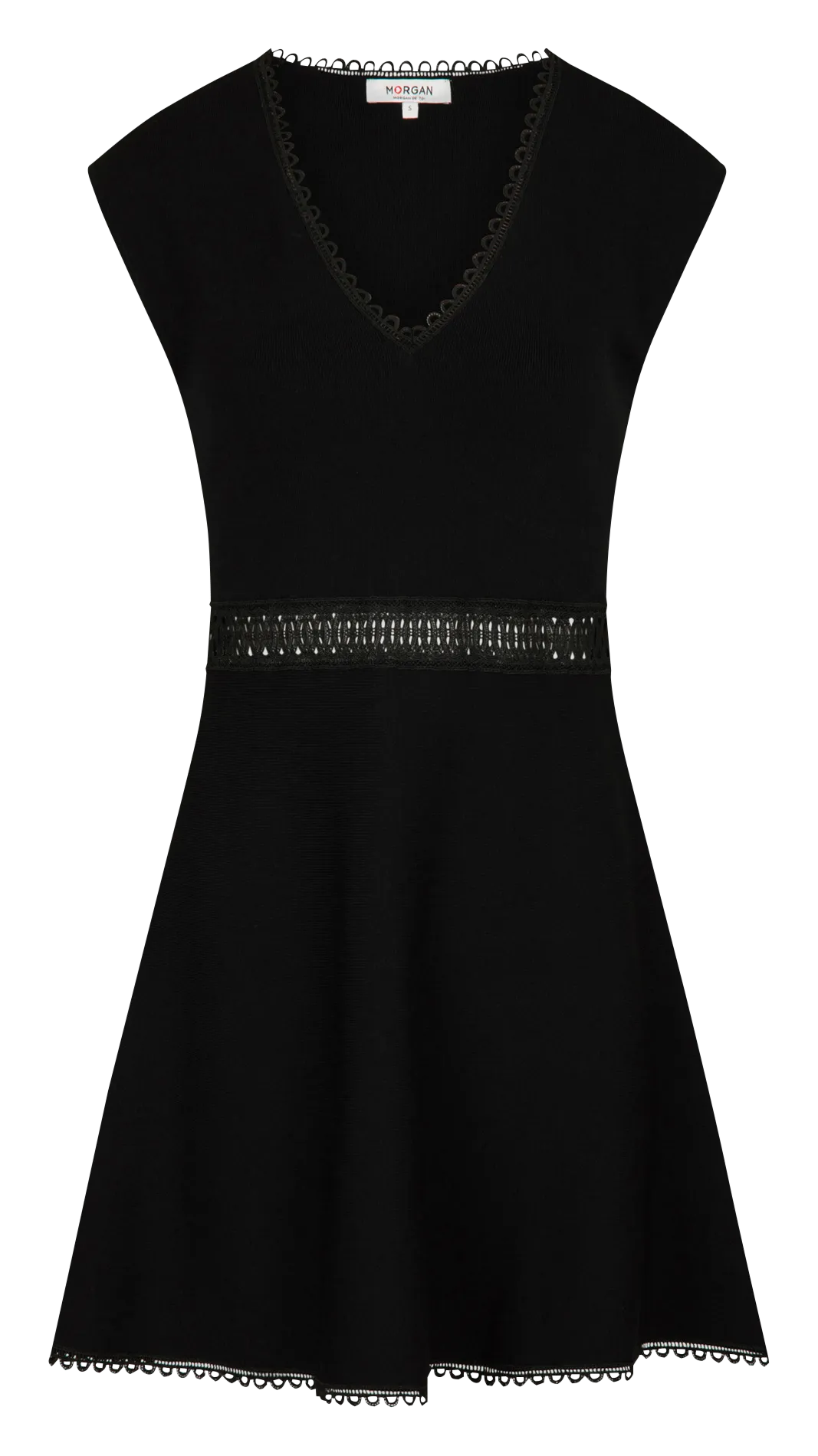 RMNANO - Vestido corto trapecio de punto en negro