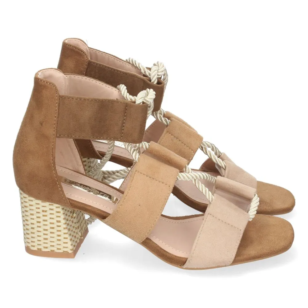 Sandalias con tacón de esparto, sandalias con tacón bajo, zapatos de tacón bajo, 1CE-0240-1CE-0240-A