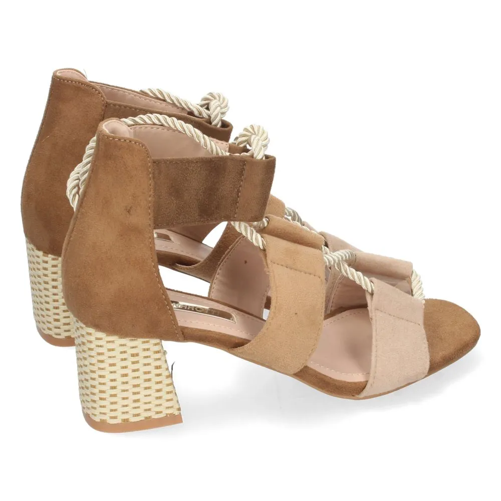 Sandalias con tacón de esparto, sandalias con tacón bajo, zapatos de tacón bajo, 1CE-0240-1CE-0240-A