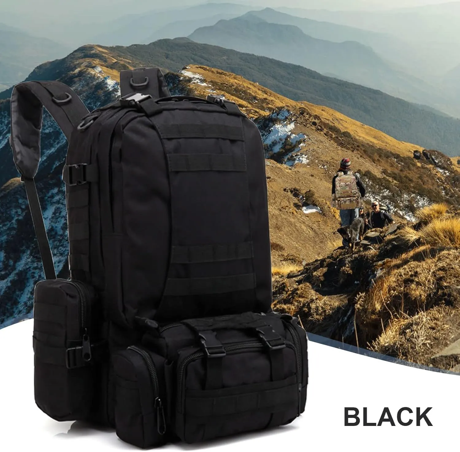 SHANNA Mochila Militar  Mochila Crossfit  Mochila Militar Tactica de 55 L para Senderismo al Aire Libre Camping Trekking Pesca C