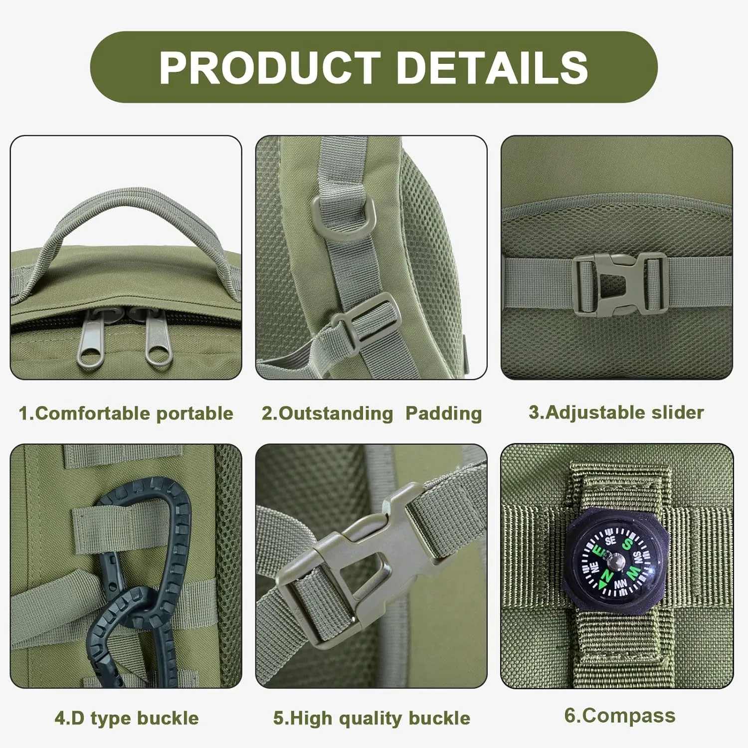 SHANNA Mochila Militar  Mochila Tactica 45L Mochila Impermeable Mochila del ejército MOLLE Mochila de Asalto Mochila de Combate 