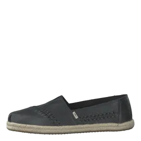 Toms zapatos Blk Leather/rope Wm Alpr Esp S Black
