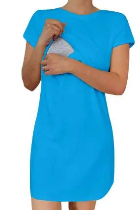 Vestido Camisón maternidad-lactancia mc. Turquesa Liso