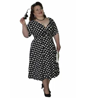 Vestido Cruzado Punto Negro Lunares Blancos Matilda Dolly and Dotty V870-BlaWhiP