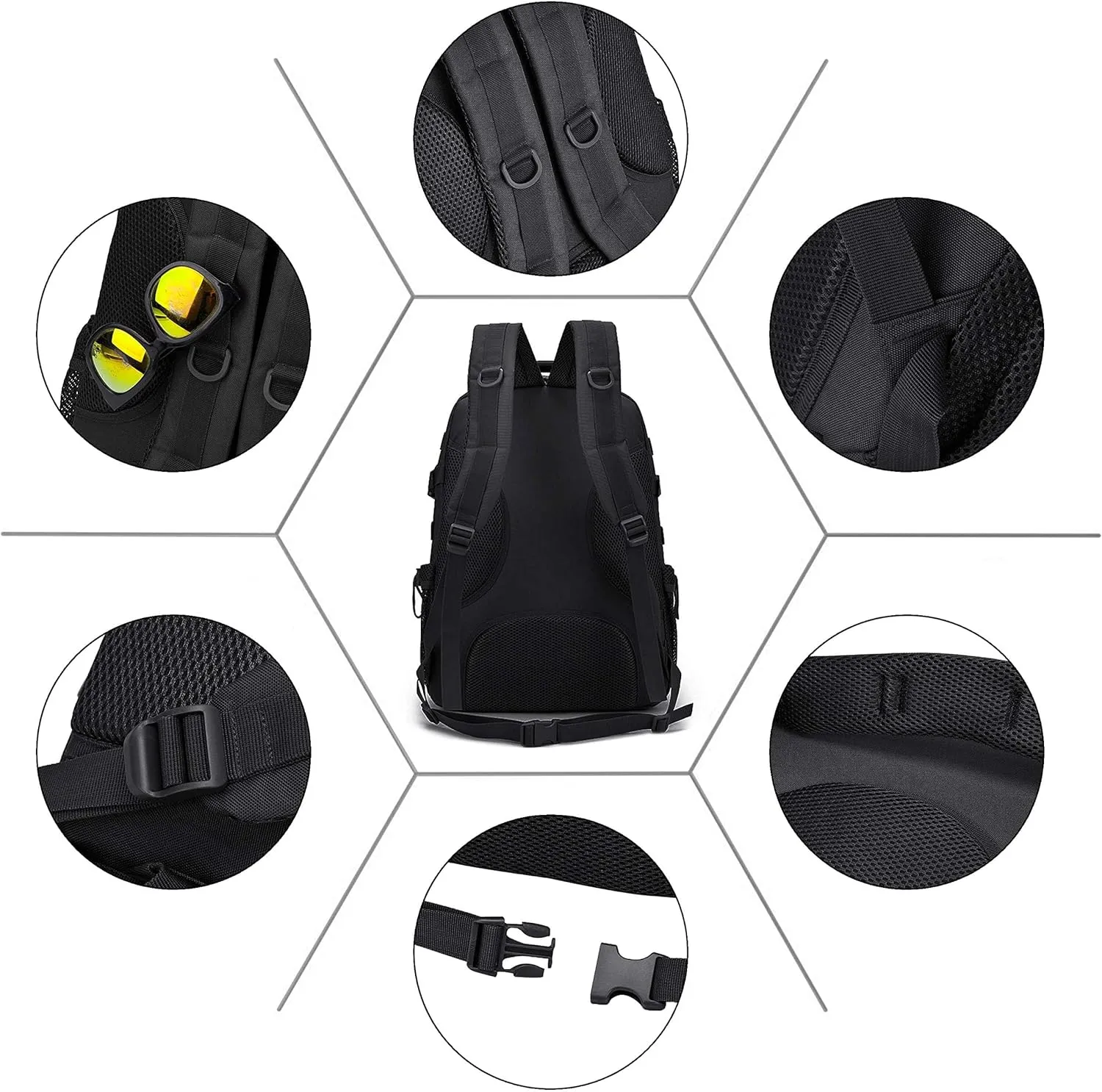 VINBAGGE Mochila Militar 25 litros Mochila Táctica Impermeable Mochila del ejército MOLLE Mochila Hombre Viaje Senderismo Mochil