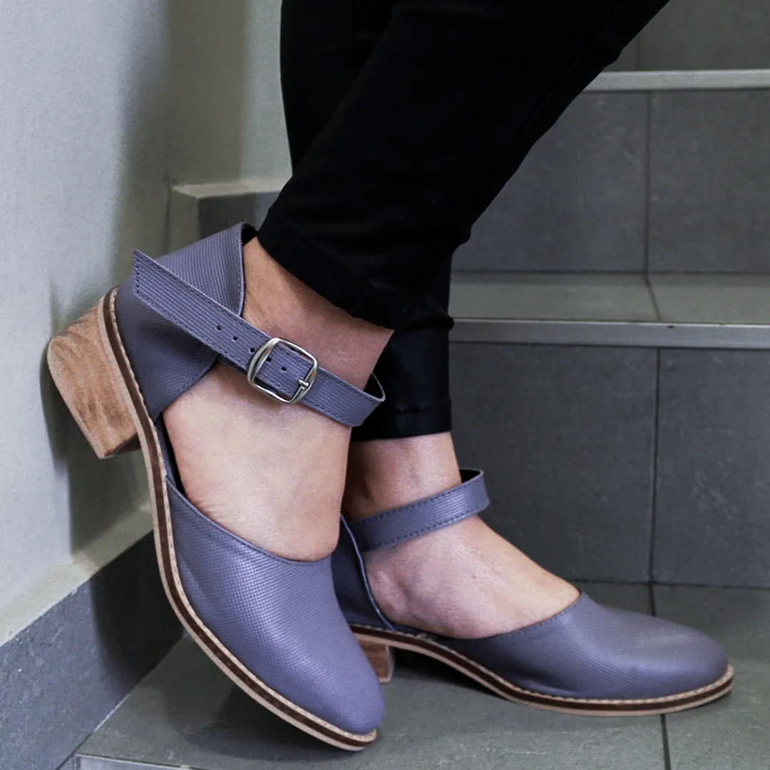 Zapato Cuero Paris Lila textura
