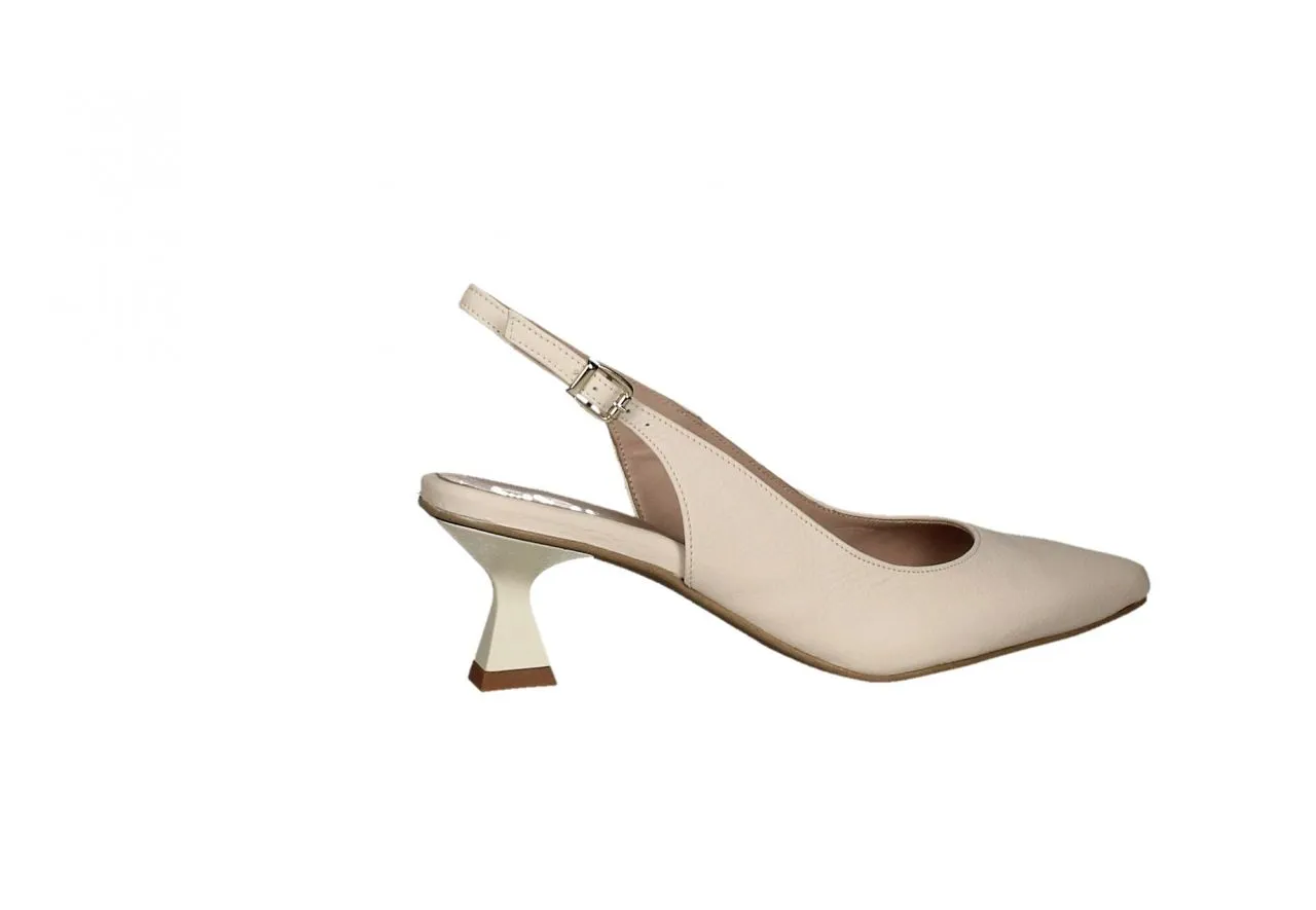 Zapato Piel Beig Talon Abierto