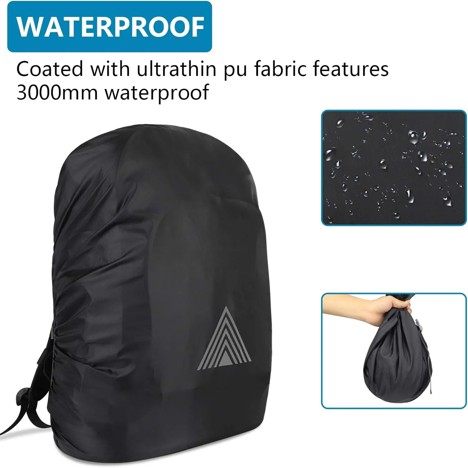ZYXTLY Funda Impermeable para Mochila 15-75L Funda Mochila Impermeable con Patrón Reflectante Cubre Mochila Impermeable Lluvia p